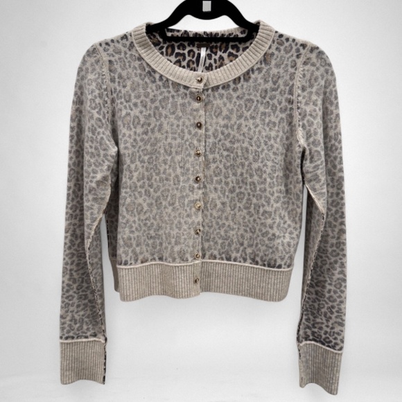 Free People Nocturnal Patterned Cardi Tea Combo - Leopard - Picture 1 of 10